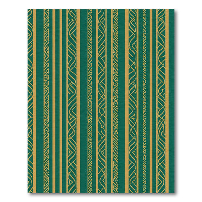 Emerald Gold Intricate Stripe Rug