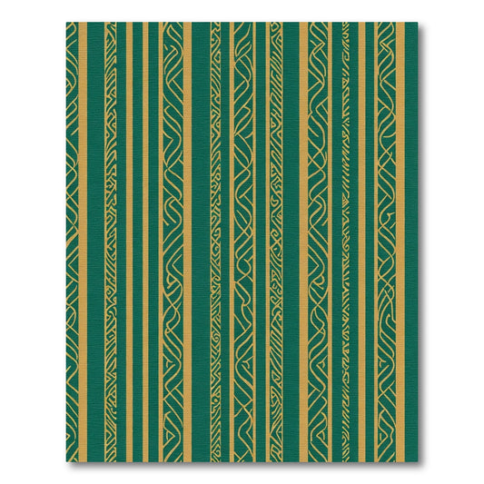 Emerald Gold Intricate Stripe Rug