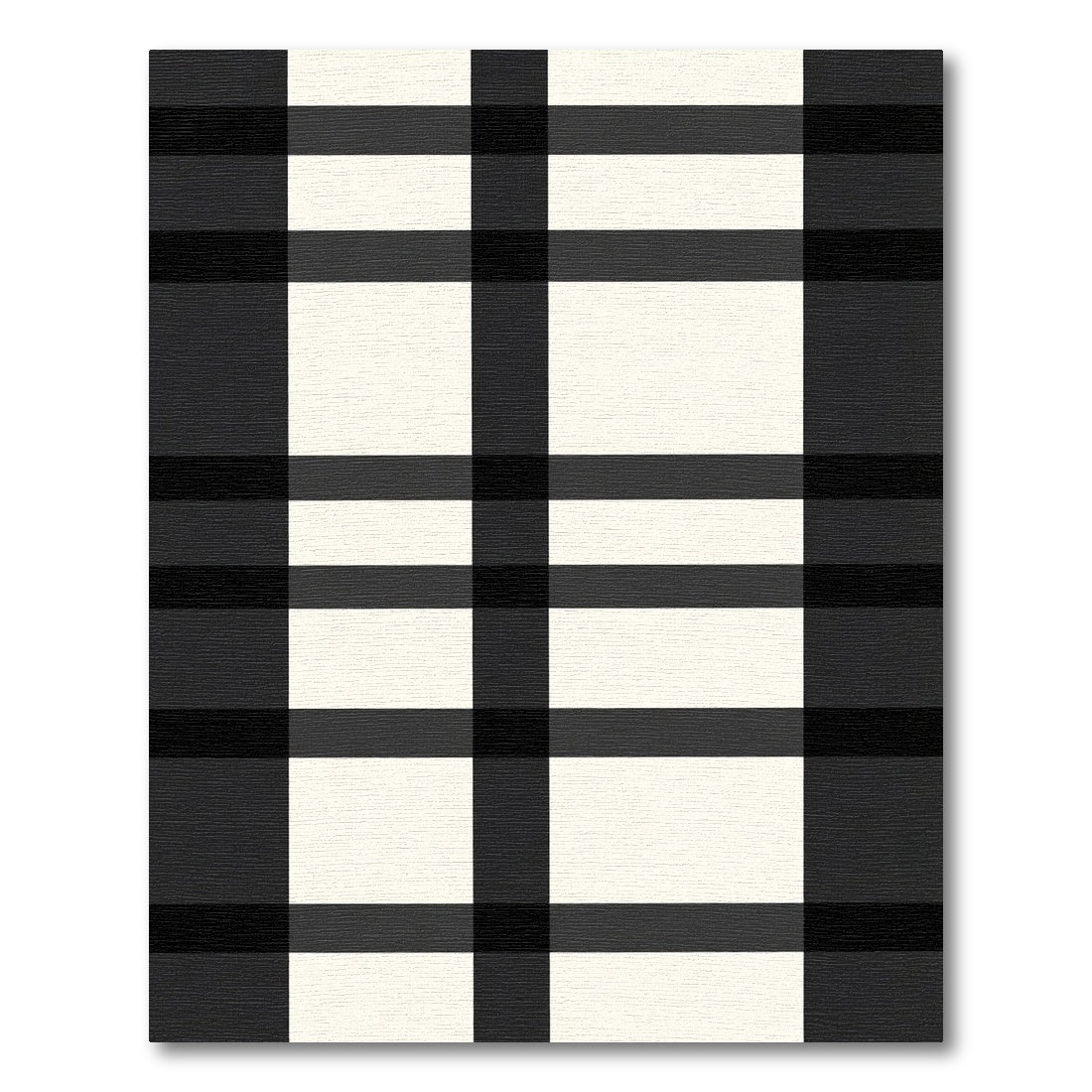 Bold Black Ivory Plaid Squares Rug