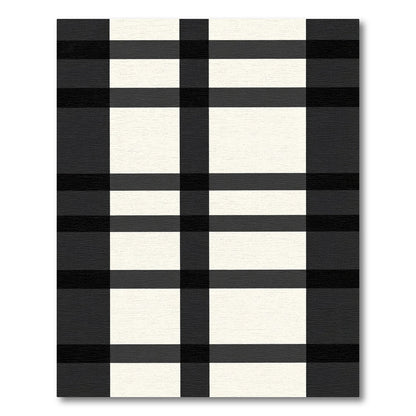 Bold Black Ivory Plaid Squares Rug