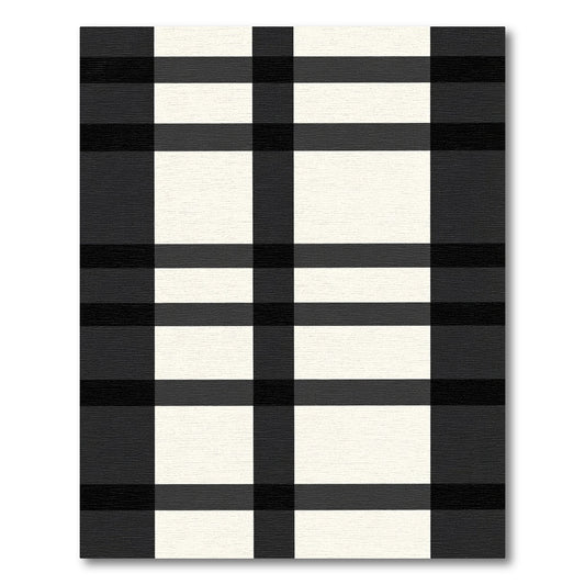 Bold Black Ivory Plaid Squares Rug