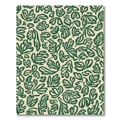 Dark Green Leafy Abstract Pattern Rug