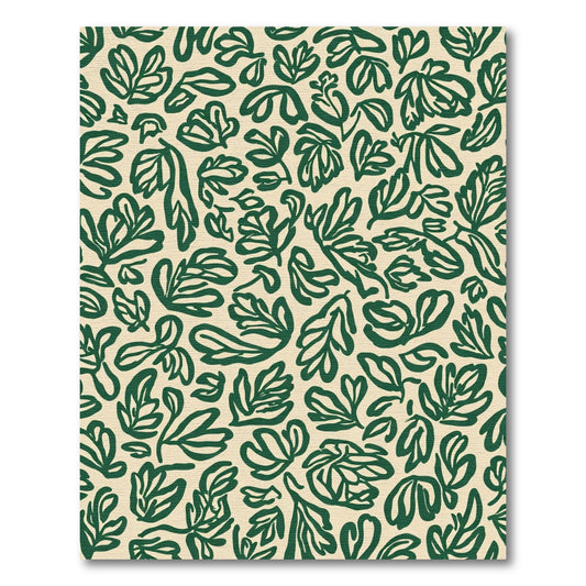 Dark Green Leafy Abstract Pattern Rug