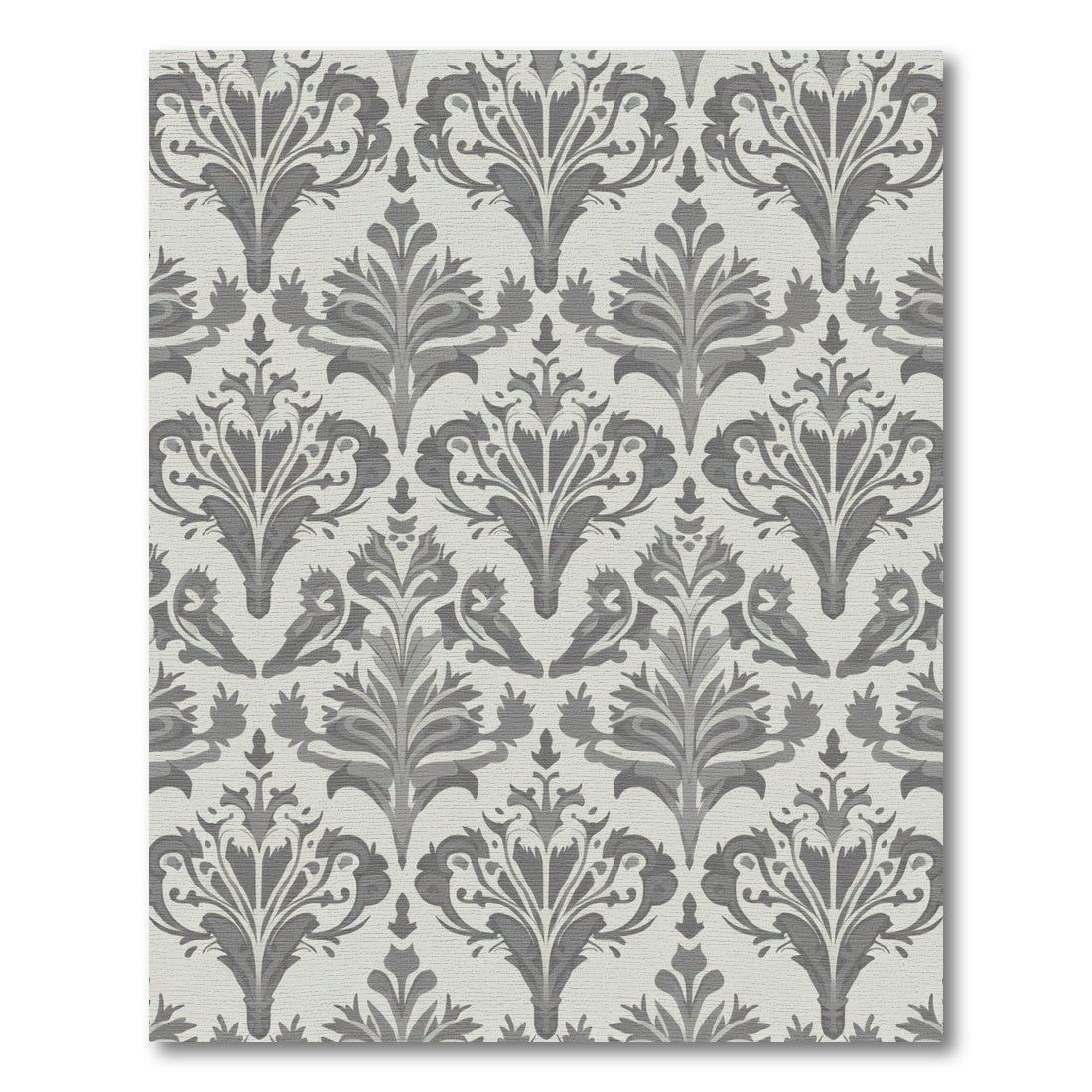 Elegant Gray Damask Floral All-Over Rug