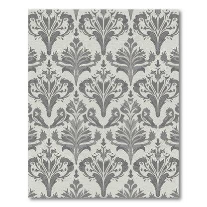 Elegant Gray Damask Floral All-Over Rug