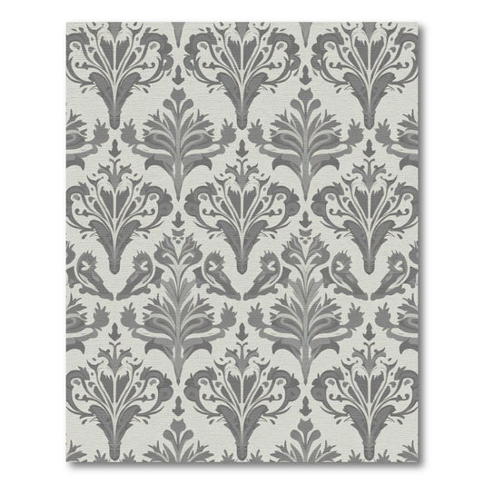 Elegant Gray Damask Floral All-Over Rug