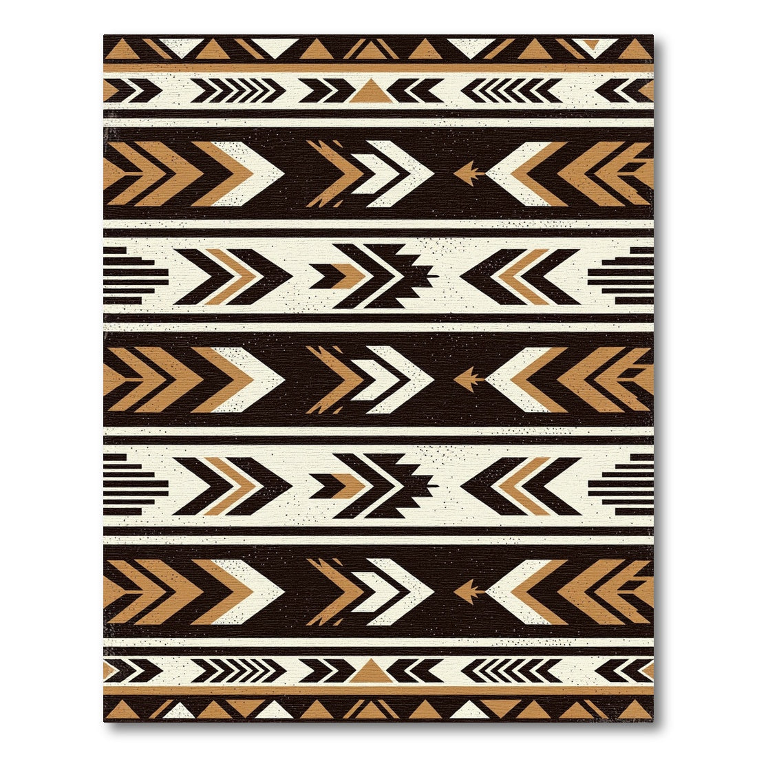 Brown, White, Tan Geometric Aztec Rug