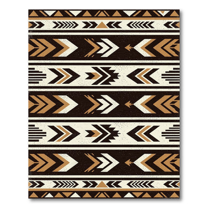 Brown, White, Tan Geometric Aztec Rug