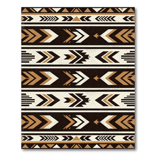 Brown, White, Tan Geometric Aztec Rug