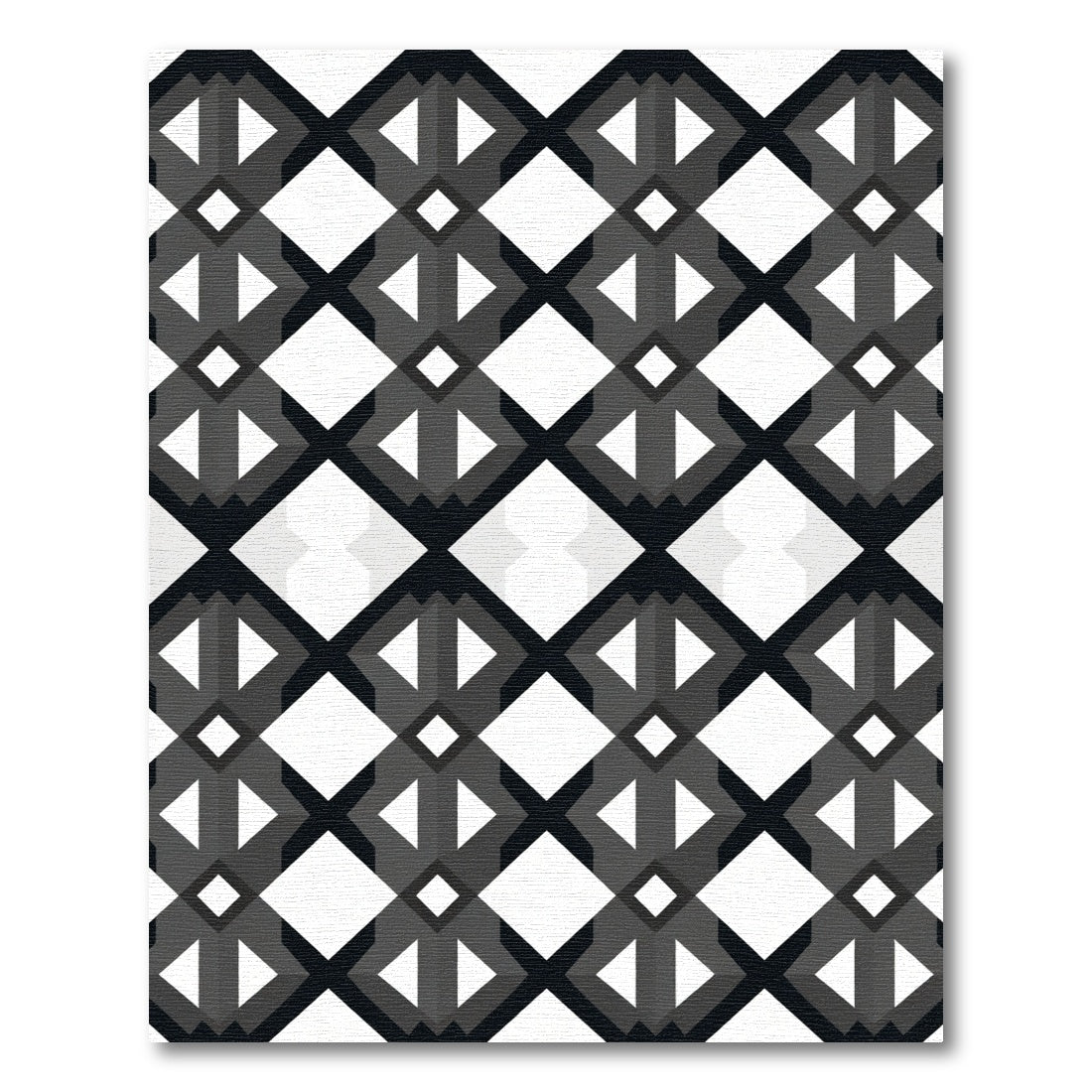 Black White Geometric Diamond Lattice Rug