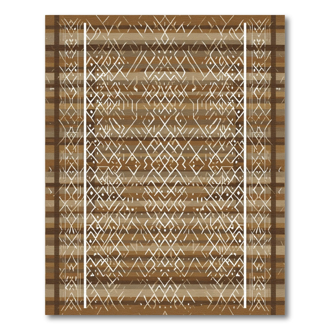 Brown Earthy Lattice Border Rug