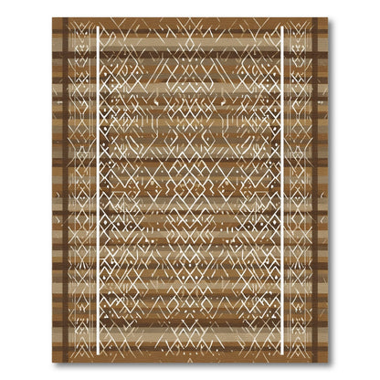 Brown Earthy Lattice Border Rug