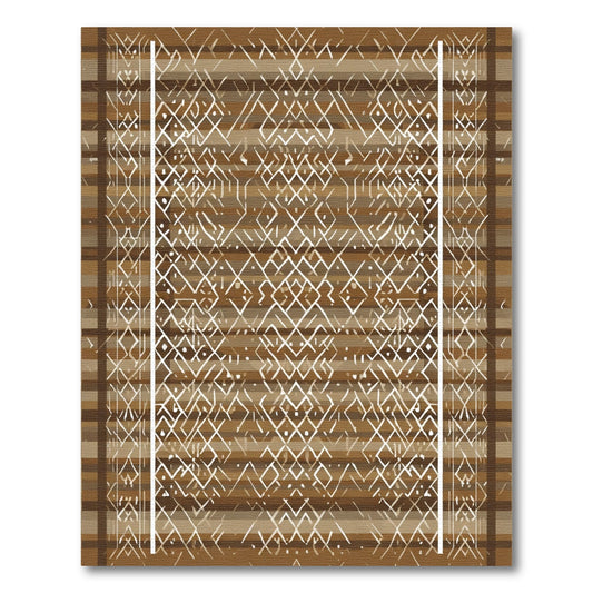 Brown Earthy Lattice Border Rug