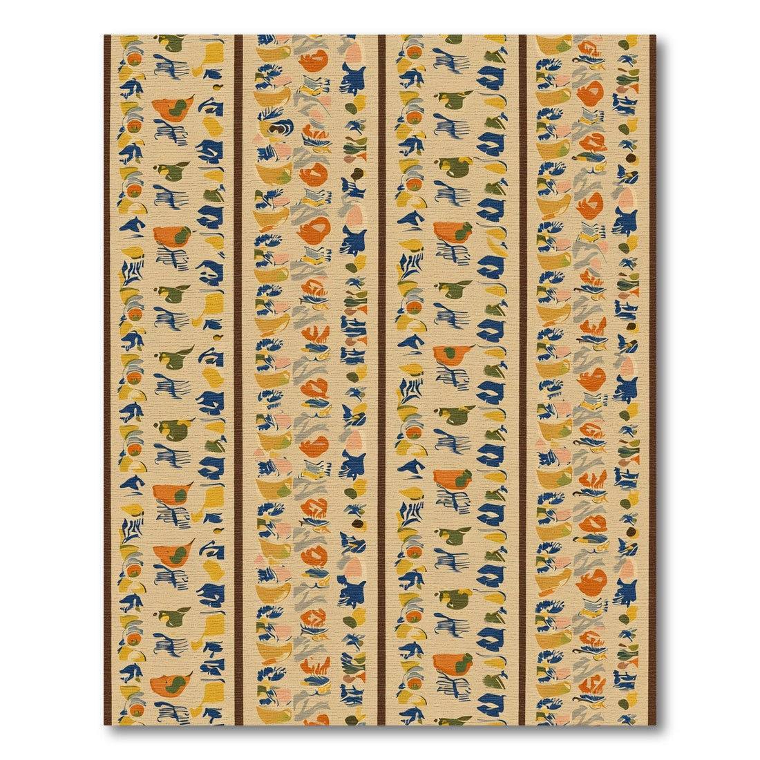 Abstract Ochre Blue Organic Stripe Rug