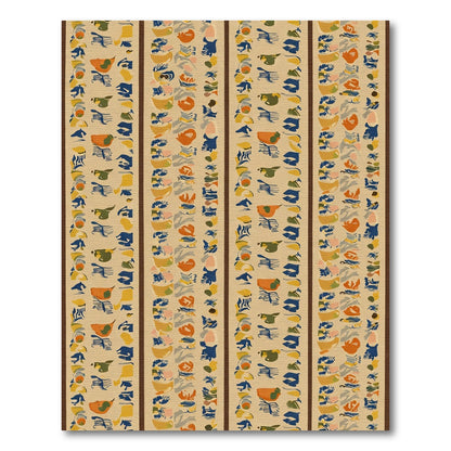 Abstract Ochre Blue Organic Stripe Rug