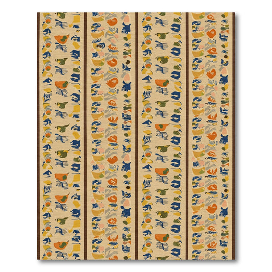 Abstract Ochre Blue Organic Stripe Rug