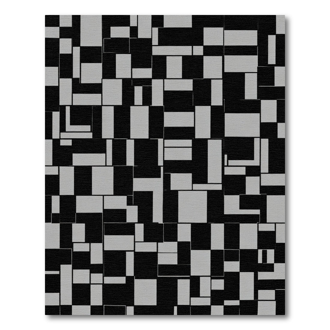 Abstract Black Gray Geometric Mondrian Rug