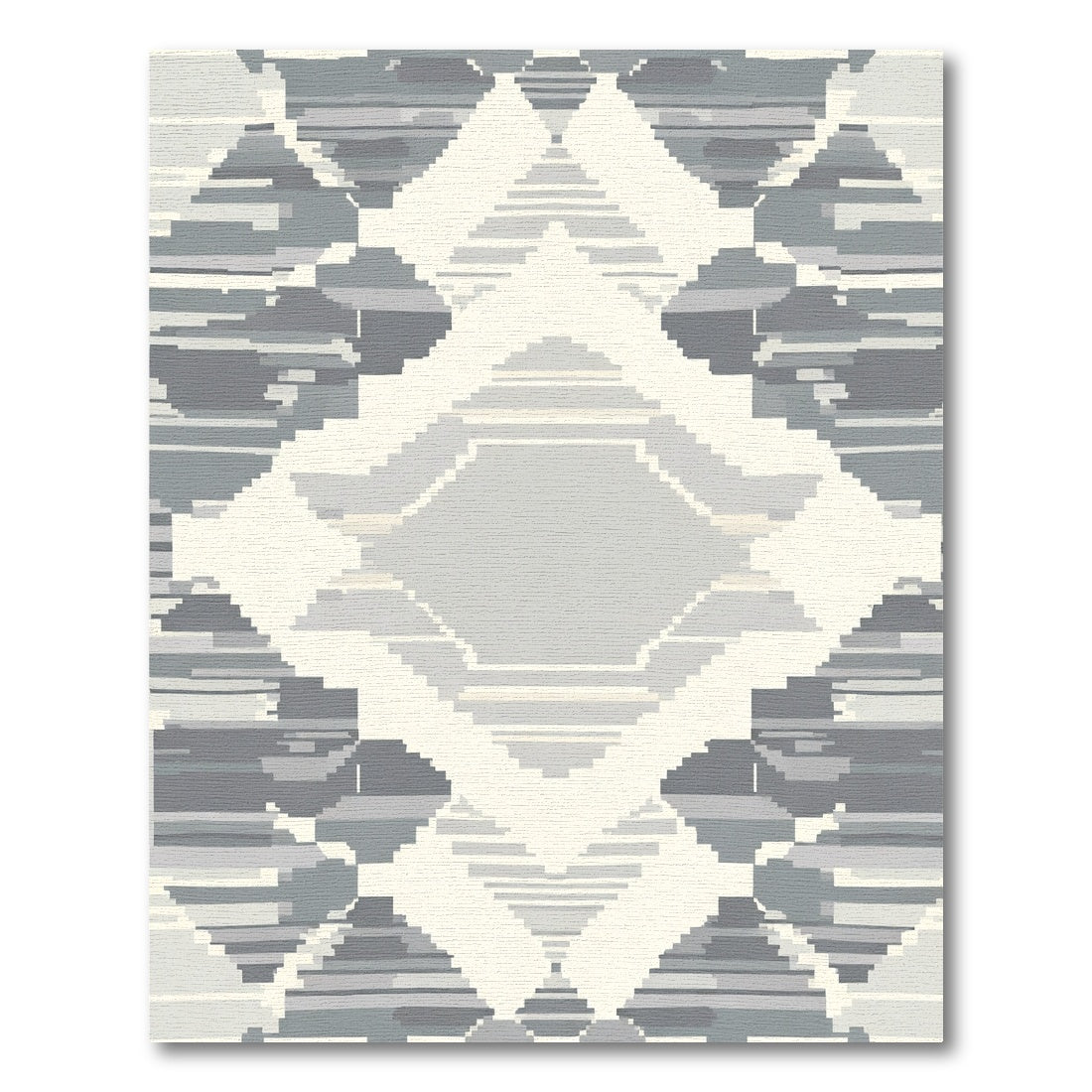 Monochromatic Diamond Overlay Pixel Art Rug