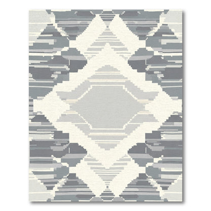 Monochromatic Diamond Overlay Pixel Art Rug