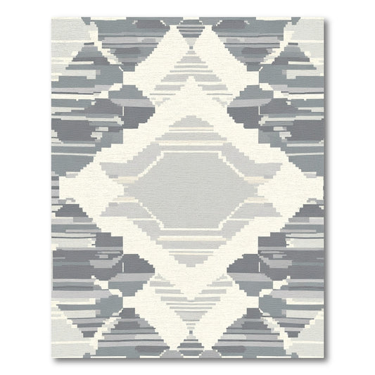 Monochromatic Diamond Overlay Pixel Art Rug
