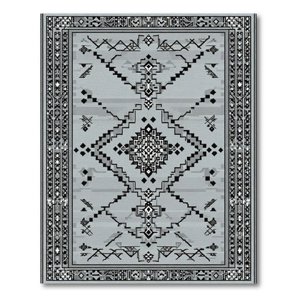 Gray Geometric Tribal Diamond Rug