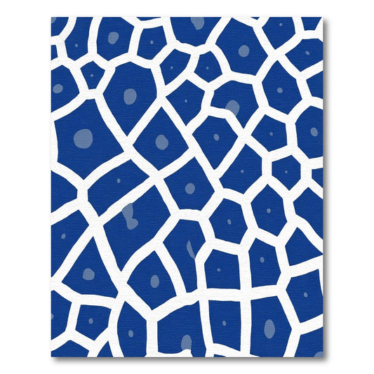 Deep Blue Organic Cell Structure Rug