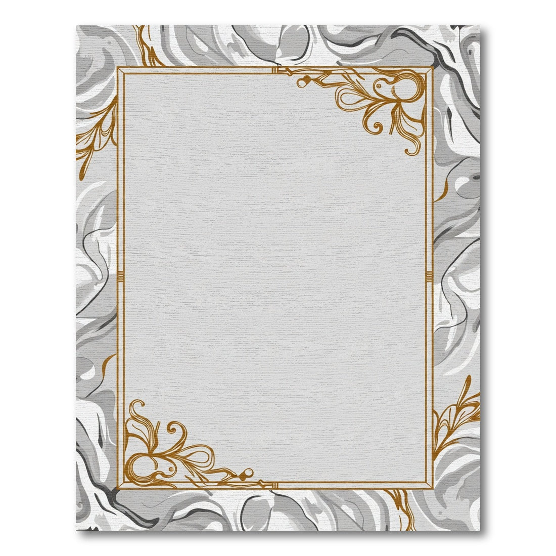Gray Marble Swirl Art Nouveau Frame Rug