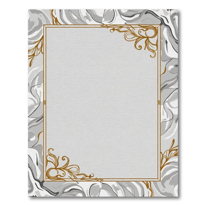 Gray Marble Swirl Art Nouveau Frame Rug