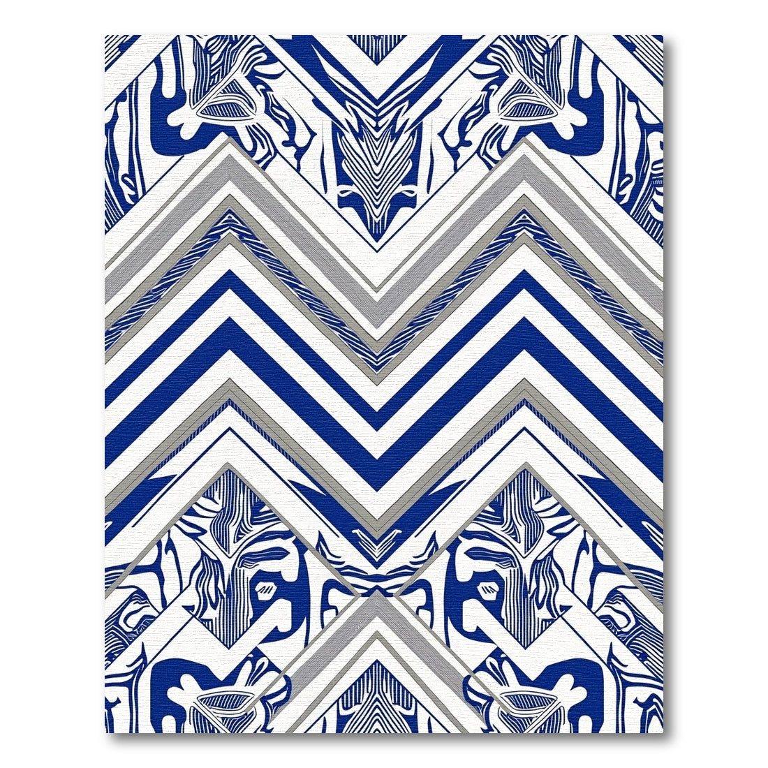Bold Blue White Abstract Chevron Rug