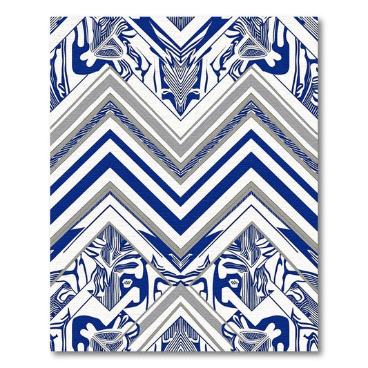 Bold Blue White Abstract Chevron Rug