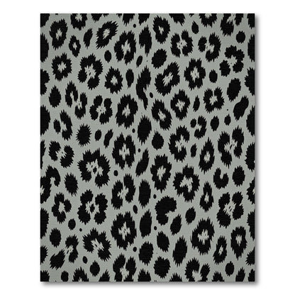 Black Grey Spotted Animal Print Rug