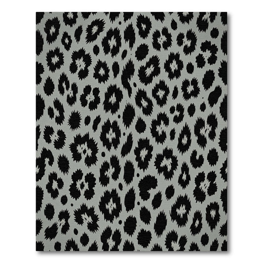 Black Grey Spotted Animal Print Rug