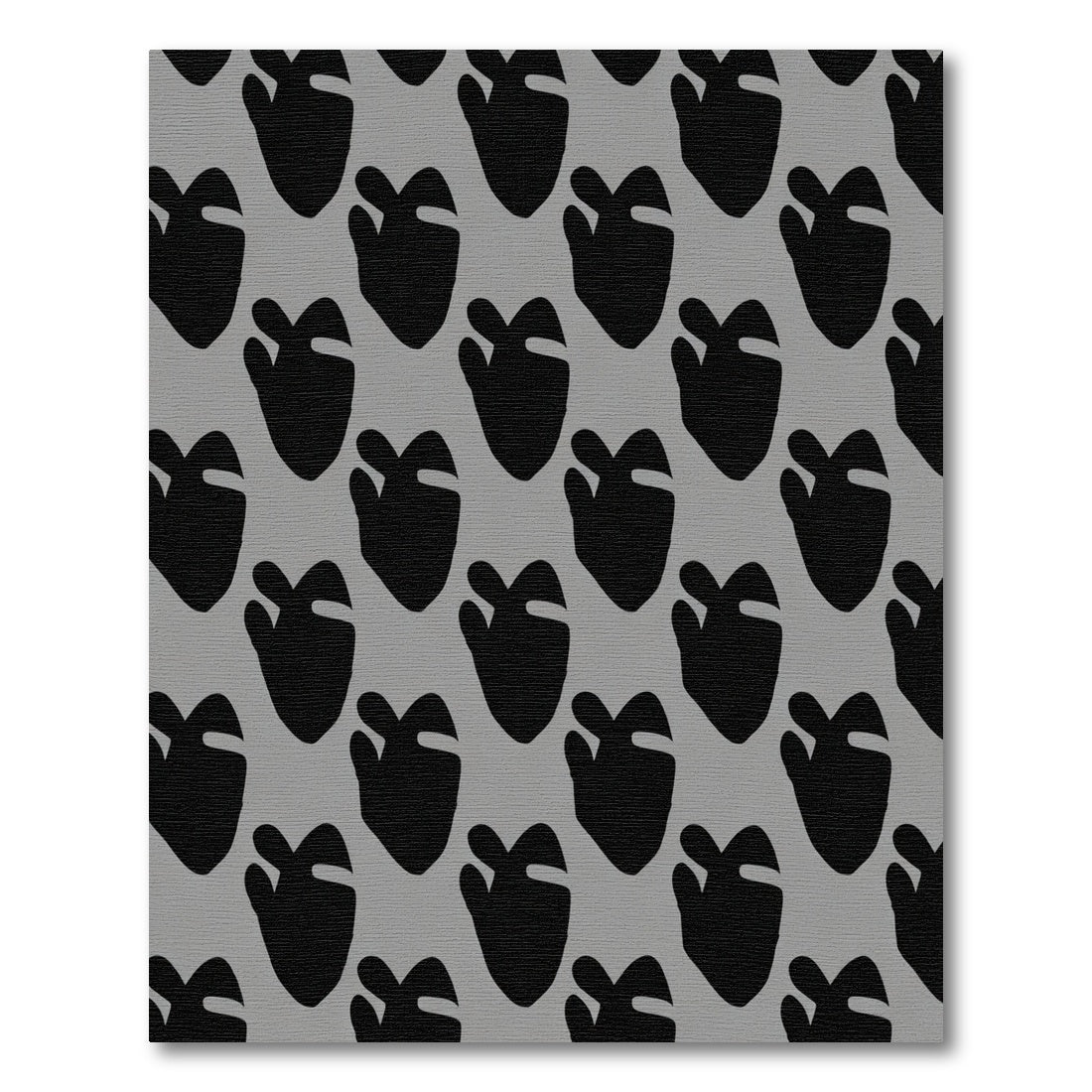 Black Gray Footprint Repeat Rug
