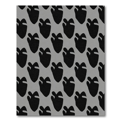 Black Gray Footprint Repeat Rug