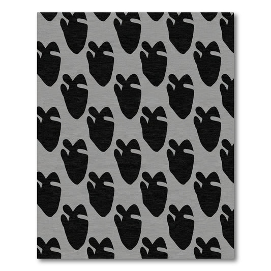 Black Gray Footprint Repeat Rug