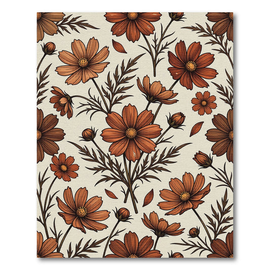 Burnt Orange Botanical Cosmos Floral Rug