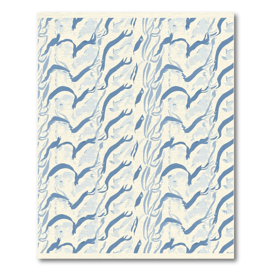 Indigo Swirl Abstract Organic Forms Rug
