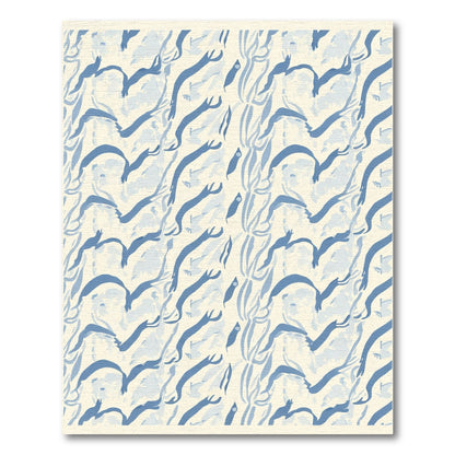 Indigo Swirl Abstract Organic Forms Rug
