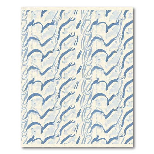 Indigo Swirl Abstract Organic Forms Rug