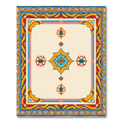 Rich Crimson Yellow Floral Medallion Rug