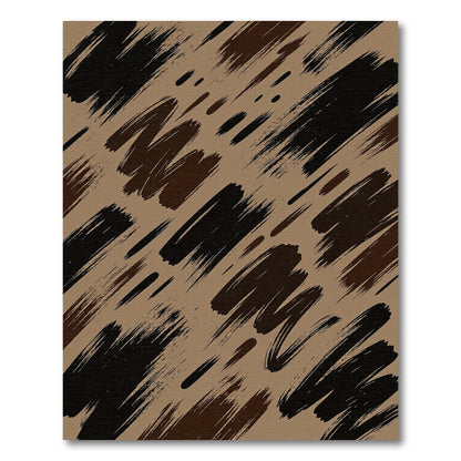 Abstract Earthy Brown Painted Brushstrokes Rug