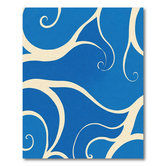 Bright Blue Cream Swirls Rug
