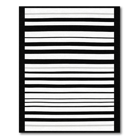 Modern Black White Gray Striped Rug