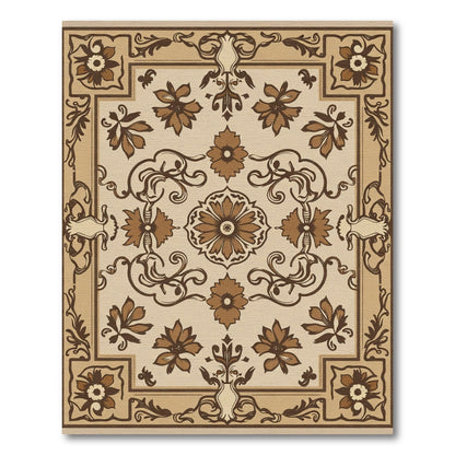 Terracotta Floral Scrollwork Square Rug