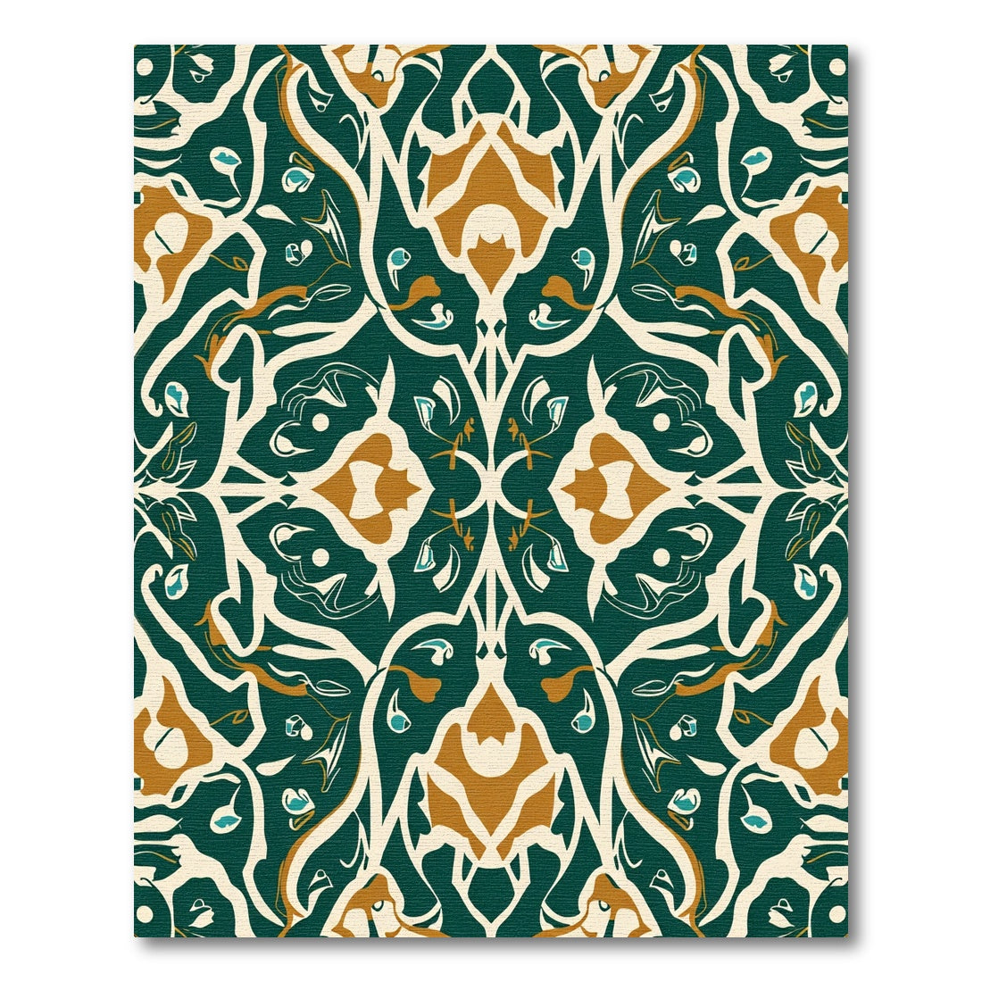 Forest Green Amber Floral Arabesque Rug