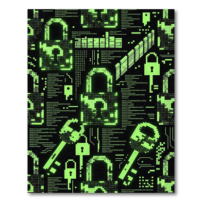Matrix Neon Green Digital Lock Rug