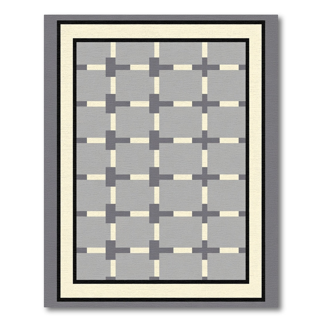 Geometric Interlocking Gray Square Rug