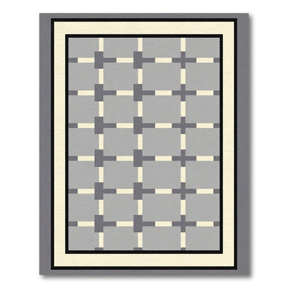 Geometric Interlocking Gray Square Rug