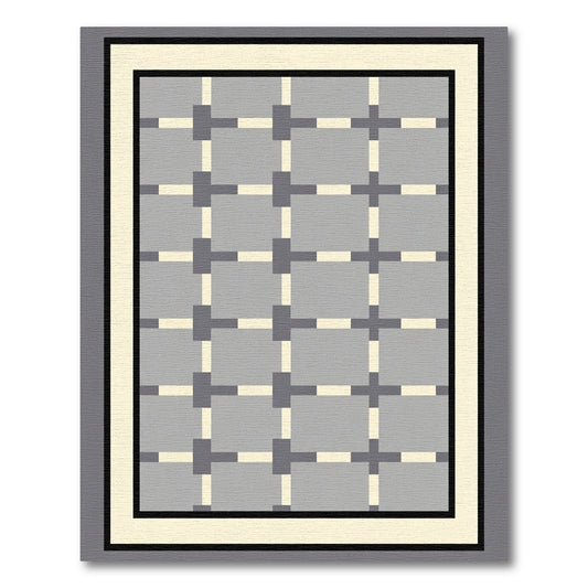 Geometric Interlocking Gray Square Rug