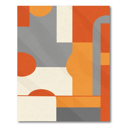 Geometric Orange Cream Gray Blocks Rug